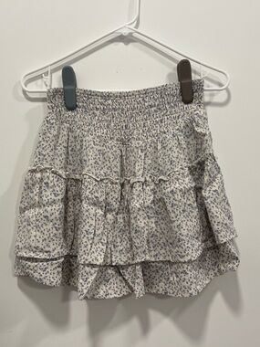 Sienna Sky Cream Mini Skirt with Blue Floral Print